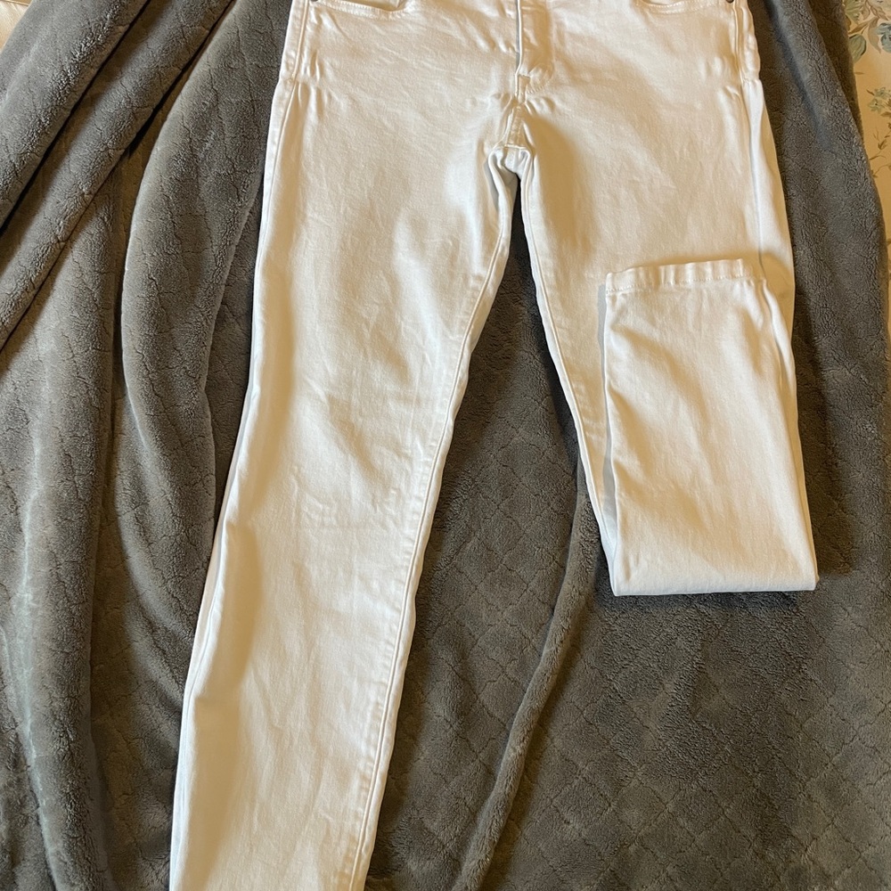 Forever 21 White Skinny Jeans Distressed Denim